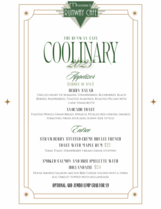 Messina's Runway Cafe 2025 COOLinary Menu